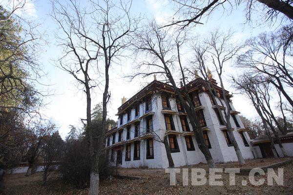 金色颇章后面的一座藏式建筑