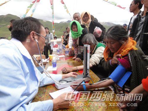 西藏阜康医院医护人员来到尼木县麻江乡朗堆村开展义诊