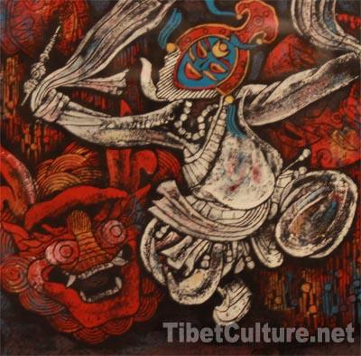 “祥巴”作品《邓珠：藏戏鹿子》。（摄影：杨月云）