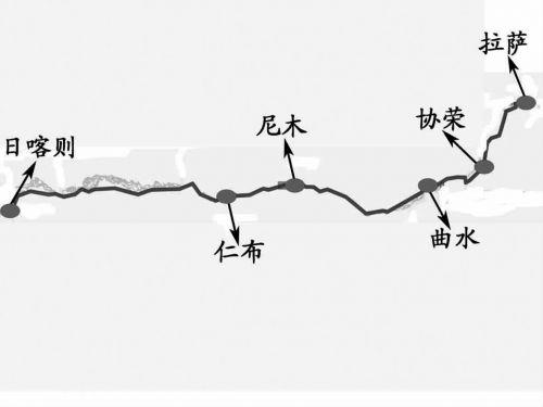 拉日铁路中途设置的协荣、曲水、尼木、仁布站位置分布示意图。记者田俊制图