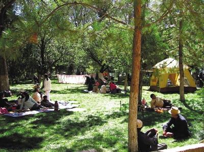 市民过林卡。（资料图）