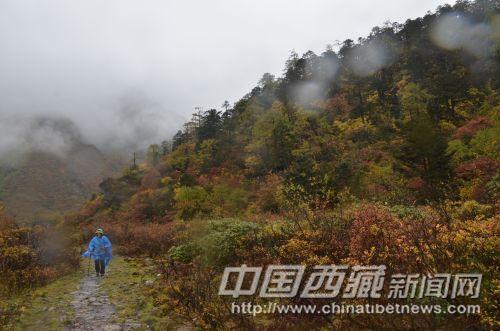 队员在徒步中。