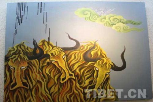 根敦群佩当代艺术画廊的艺术家汪仕民画作。摄影：马静