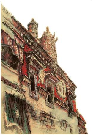 哲蚌寺措钦大殿屋角。