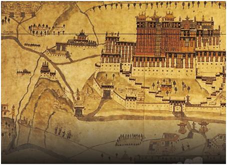 1860年的拉萨布达拉宫和大昭寺地形图。图登克珠提供