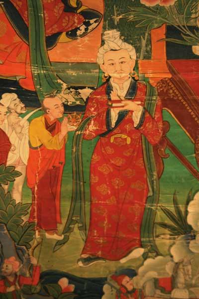 吐蕃三法王唐卡上的藏文创制者吞米桑布扎。扎西摄