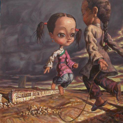 广场上的游戏 2008年 100x120cm 布上丙稀