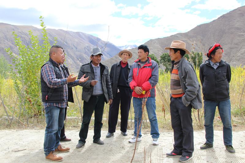 图为：挂职干部参观加麻乡昌嘎村苗圃基地.JPG