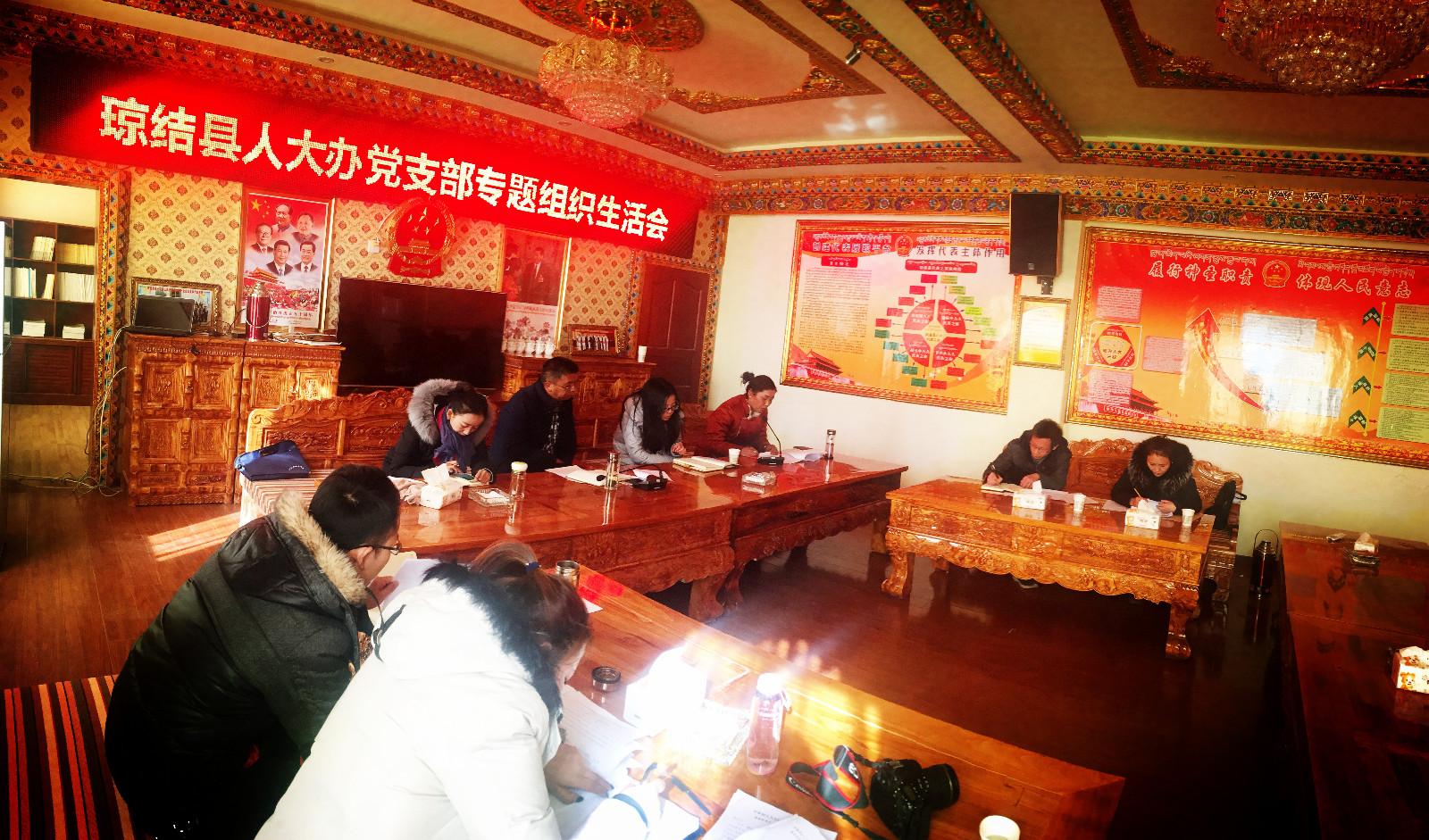 图为：琼结县人大机关召开支部专题组织生活会现场。.jpg