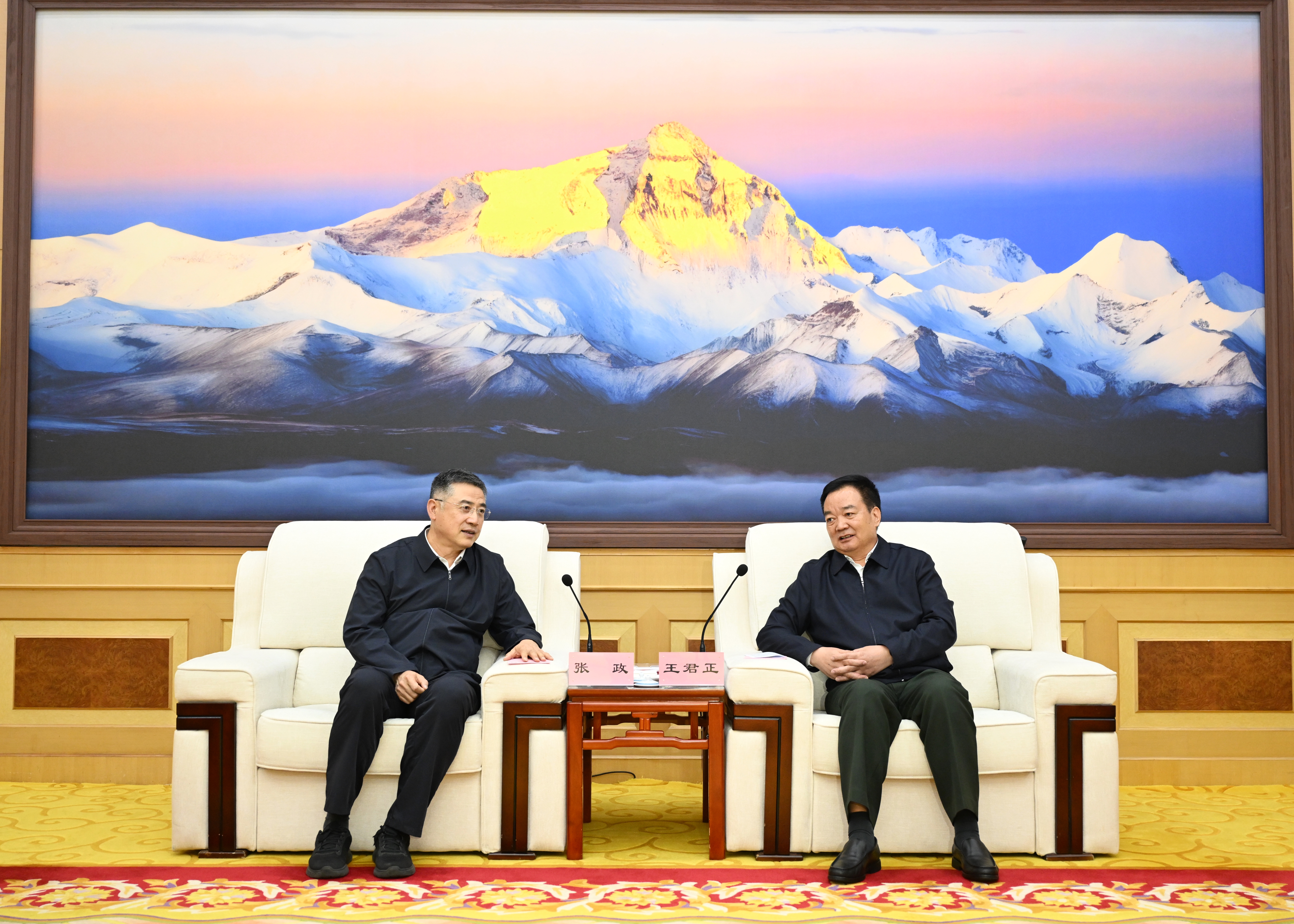 王君正与中国文联党组书记张政一行座谈
